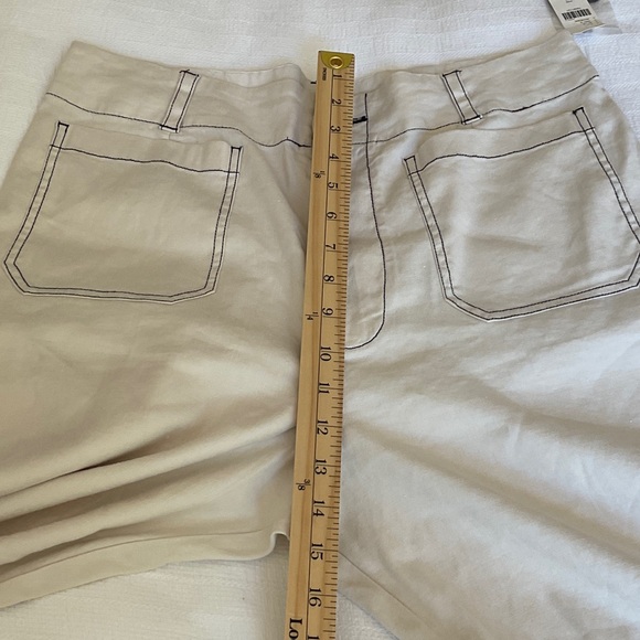 Anthropologie The Colette Cropped Wide-Leg Pants Contrast-Stitch Linen Size 32 - Picture 12 of 14